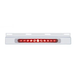 Stainless Top Mud Flap Plate w/ 11 LED 17" Light Bar & Bezel - Red LED/Red Lens - Picture 1 of 6