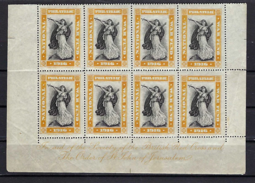 """Национальный фонд филателистической войны 1916 Bordet {8} ""БРИТАНСКИЙ КРАСНЫЙ КРЕССАНД""" - Изображение 1 из 2