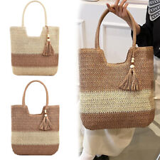 Women Straw Beach Bags Woven Tote Bag with Zip Large Straw Handbags