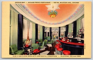 Postcard Jacques Bar, Jacques French Restaurant, Chicago, Illinois Unposted - Picture 1 of 2