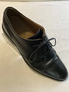 Cole Haan Mens Dress Wingtips Size 10.5 M Black Leather Oxford Block Heel 4/1 - Picture 1 of 12