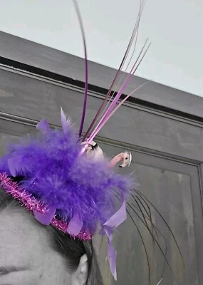 Vtg Party Hat Mardi Gras Pink Flamingo Feathers Handmade California Tuzzie Muzzi - Image 1 of 4