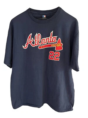 MLB Hombre XL Doble Cara Azul Marino Camiseta Atlanta Braves #22 Jason Hayward Foto 1 de 4