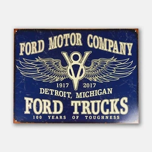 16" Ford Trucks 100 Years of Toughness Tin Metal Sign - SIGNBOX - Picture 1 of 7