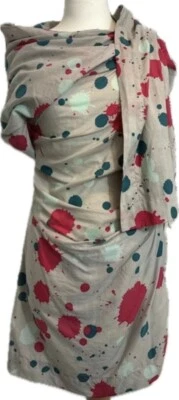 Потрясающий Vivienne Westwood красный ярлык краска печать драпированный Toga платье 8uk - Изображение 1 из 4