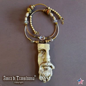 Jewelry Necklace Brutalist Pendant Luxury Chunky Antique Statue Greek Mythology - Picture 1 of 24