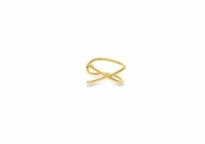 10K Solid Yellow Gold Criss Cross Ear Cuff - Picture 1 of 1