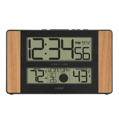 La Crosse Technology Atomic Digital Clock with Outdoor Temperature, Wood Oak, 0 - Image 1 of 4