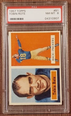 1957 Topps #81 Tobin Rote Green Bay Packers Original Football Card PSA 8 NM/MT - Image 1 of 3