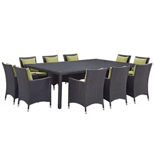 Afuera Living 11-Piece Modern Rattan Patio Dining Set in Espresso - Picture 1 of 7