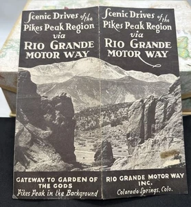 EARLY RIO GRANDE AUTOWAY, "SCENIC DRIVE-PIKES PEAK REGION" ADV. FOLLETO - Imagen 1 de 6