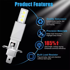 2Pcs H1 LED DRL Bulbs Fog Driving Light Conversion Kit Super Bright White 6000K - Picture 1 of 7