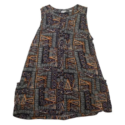 FatFace Tunic Top UK 10 Purple Orange Aztec Tribal Print Sleeveless Pockets - Image 1 of 4