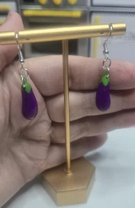 NEUHEIT HANDGEFERTIGTE MODE OHRRINGE - "Mini Marken" AUBERGINEN OHRRINGE - Bild 1 von 7