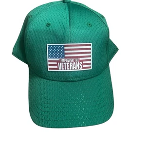 Gorra de camionero verde liso Empower The Veterans logotipo bandera americana Otto talla única - Imagen 1 de 8