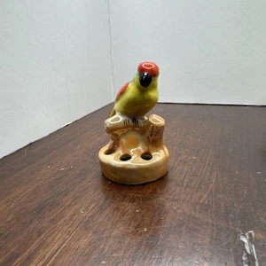Rana fiore pappagallo vintage dipinta a mano Giappone - Foto 1 di 12