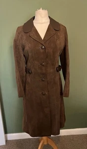Jeffrey Brownleader Suede Coat Brown Leather Women’s UK 8/10 Vintage - Picture 1 of 5