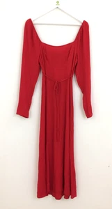 Nobody's Child Women's Dress Size 8 Red Milkmaid Shirred Back Midi New F1 - Picture 1 of 9
