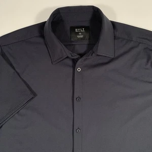 Camisa BYLT Ejecutiva Elastizada Botón Rendimiento Manga Corta Para Hombre 2XL Azul Marino - Imagen 1 de 8