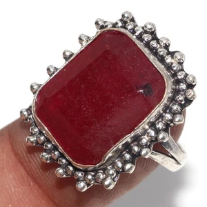 925 Silver Plated Simulated Ruby Ethnic Ring Handmade Jewelry Size Us 7 AU N338 - Picture 1 of 3