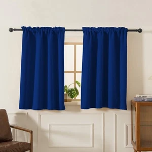Blackout Curtains 45 Inches Long 2 Panels, Room Darkening Tiers with Rod Pock... - Picture 1 of 4