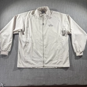 FootJoy Jacket Mens Large Beige Lost Key Golf Club Full Zip Pockets Windbreaker - Picture 1 of 12