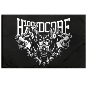 100% HARDCORE Banner "Cerberus" | Schwarz/Weiß | Herren Damen Event Festival - Picture 1 of 1