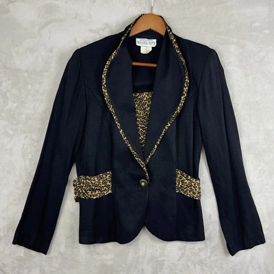 Blazer Vintage Miranda Faith Estampado Leopardo Talla 8/Mediano Mob Wife Años 80 Foto 1 de 4