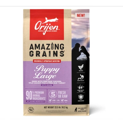 ORIJEN Amazing Grains Puppy Large Breed Dry Dog Food 22.5lbs