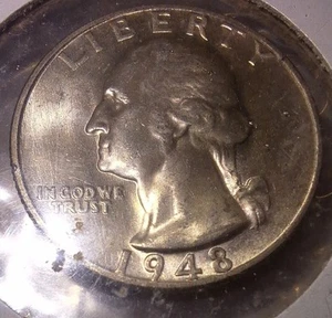 1948-S/S RPM LARGE OVER SMALL S SILVER WASHINGTON QUARTER 25c MINT ERROR GEM BU - Picture 1 of 5