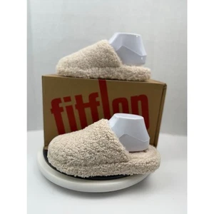 FitFlop iQushion D-Luxe Teddy Slipper Mules Milk Ice Slip On Womens Shoes Size 7 - Picture 1 of 8