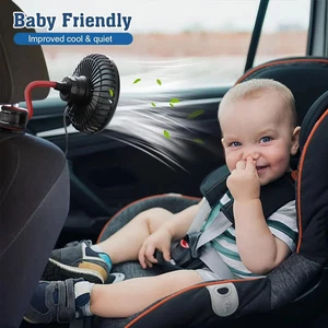 5V Car Fan Cooling 360 Degree Rotatable 3 Speeds  Adjustable Clip Car Seat Fan - Foto 1 di 21