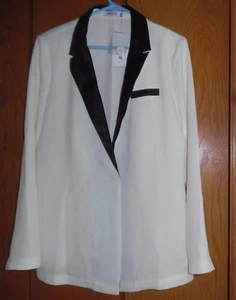 JUST FAB Ivory Blazer Long Sleeve Women sz L - Picture 1 of 3
