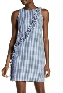 London Times 157624 Women's Gingham Asymmetrical Ruffle Dress Sz. 12 US - Picture 1 of 3