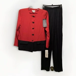 K Studios 2 Piece Suit Red And Black Size 6 Career Suit - Picture 1 of 7