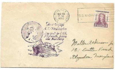 Usa: 1933; Cover on board, SS Washington, sea post, first voyage, rare, EBN019 - Image 1 of 2