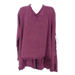 Free People We The Free Top Tunic Tee Oversized Burgundy XS Draped Back Hi-Low - Picture 1 of 5