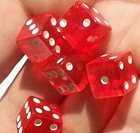 Vintage/Classic/Throwback Crisloid Red Lucite dice 5 dice 1/2" : Vibrant