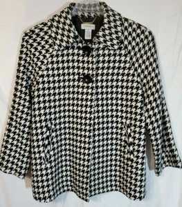 Carmen Marc Valvo Size Medium Black White Houndstooth Swing Jacket EUC - Picture 1 of 3