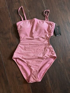 No Boundaries Juniors Swimsuit Pink Sparkly One Piece Swimsuit Size M 7-9 - Picture 1 of 3