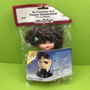 Vintage Faser Handwerk braune Haare Zöpfe Halbkegel Mädchen Puppe Kit Häkelmuster - Bild 1 von 6