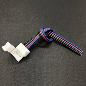 10PCS Wire to 4Pin PCB Clip Solderless Connector 10mm For RGB 5050 LED Strip - Picture 1 of 7