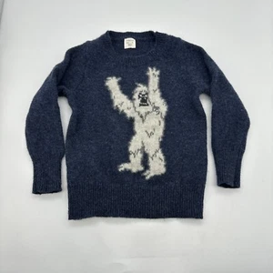 Crewcuts 100% Wool Sweater Boys 2 Blue Bigfoot Pullover Yeti - Picture 1 of 10