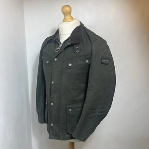 Barbour International Duke Wax Tourer Jacket Sage Green Size Small - Picture 1 of 12