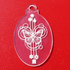 6 PK Butterfly Oval Clear Acrylic Christmas Decorations
