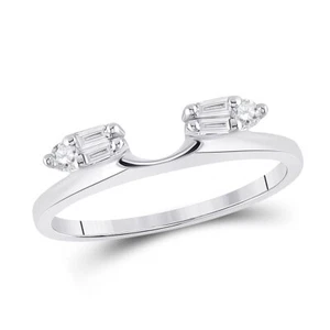 14K White Gold Baguette Diamond Ring Guard Wrap Ring Guard Enhancer 1/5 Ctw - Picture 1 of 2