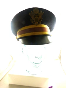 De colección Ejército de Estados Unidos Sombrero Gorra Vestido Uniforme Top Rango 7 3/8 Negro Dorado Marrón Militar - Imagen 1 de 8