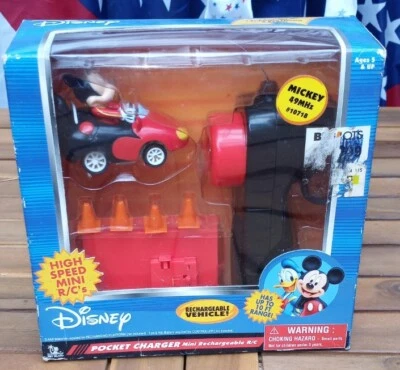 New Disney Mickey Mouse Pocket Charger Mini Rechargeable R/C Vehicle - Image 1 of 4