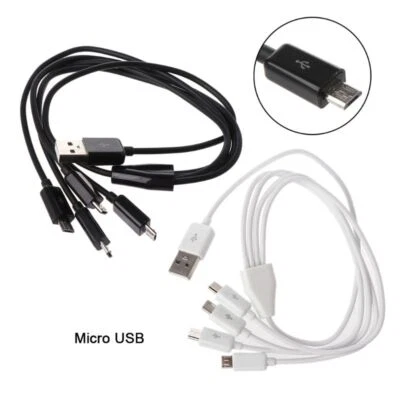 Multi Micro USB Charging Cable USB 2.0 A Male to 4 Micro USB Male Black/White - Image 1 of 4