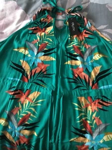 Gorgeous City Chic Green Palm Halter Neck Maxi Dress Size 16 - Picture 1 of 3